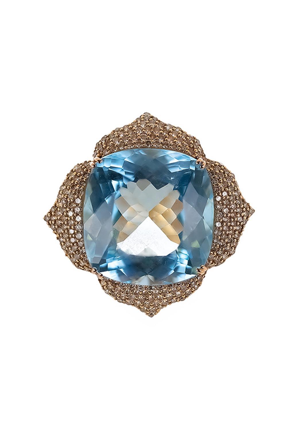 Blue Topaz Cushion Ring-ROSE GOLD-6.25-JEWELRYFINE JEWELRING-PIRANESI
