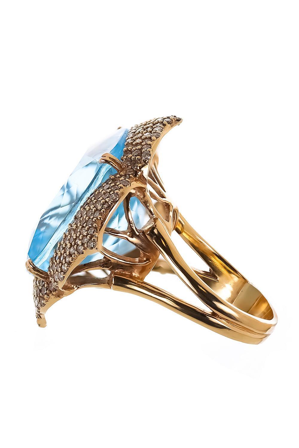 Blue Topaz Cushion Ring-ROSE GOLD-6.25-JEWELRYFINE JEWELRING-PIRANESI