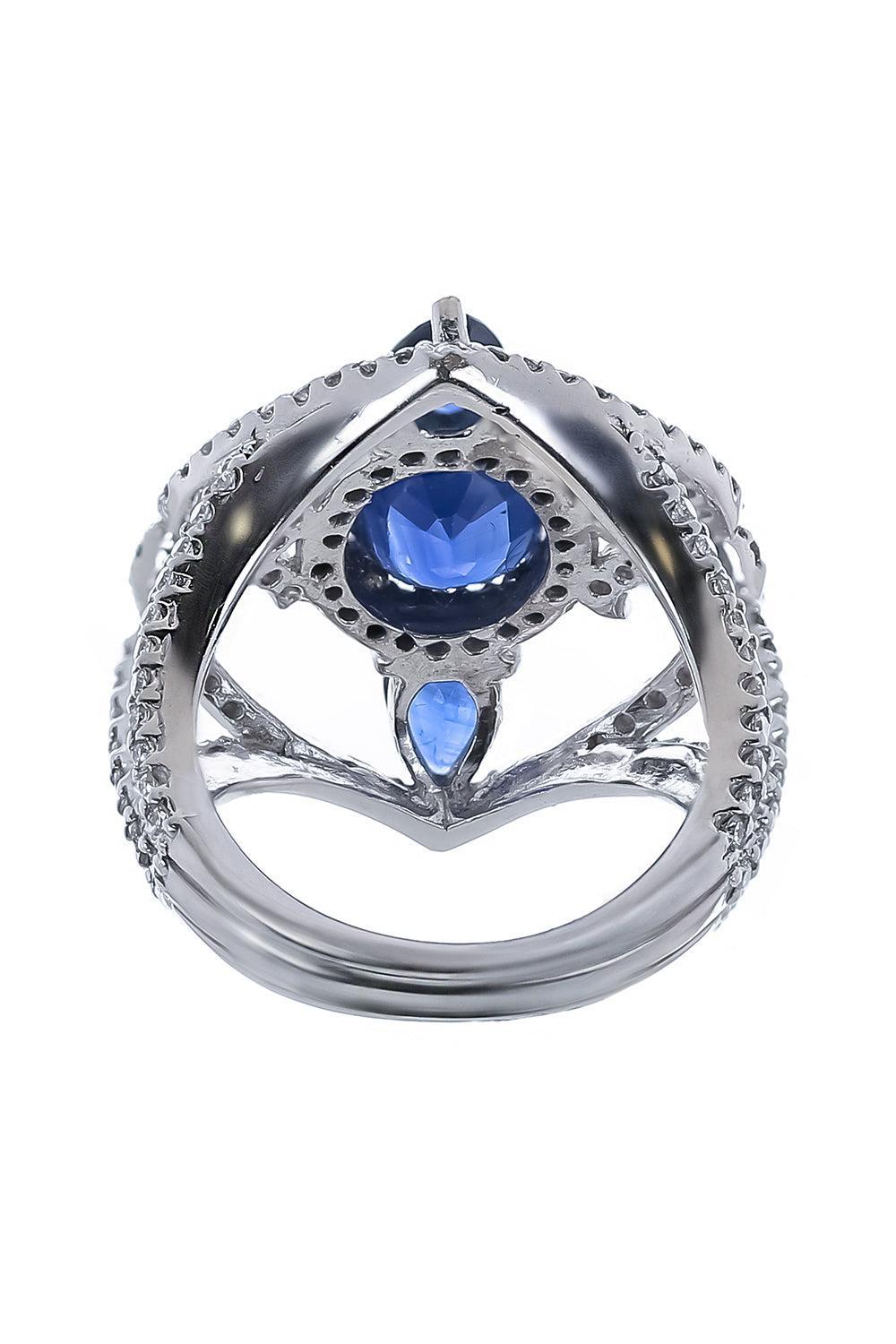 Blue Sapphire Diamond Ring-WHITE GOLD-6-JEWELRYFINE JEWELRING-PIRANESI