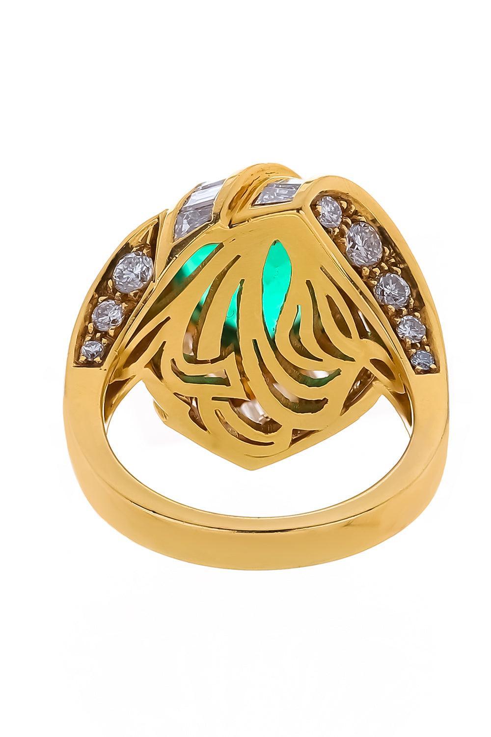Emerald Diamond Heart Ring-YELLOW GOLD-7-JEWELRYFINE JEWELRING-PIRANESI