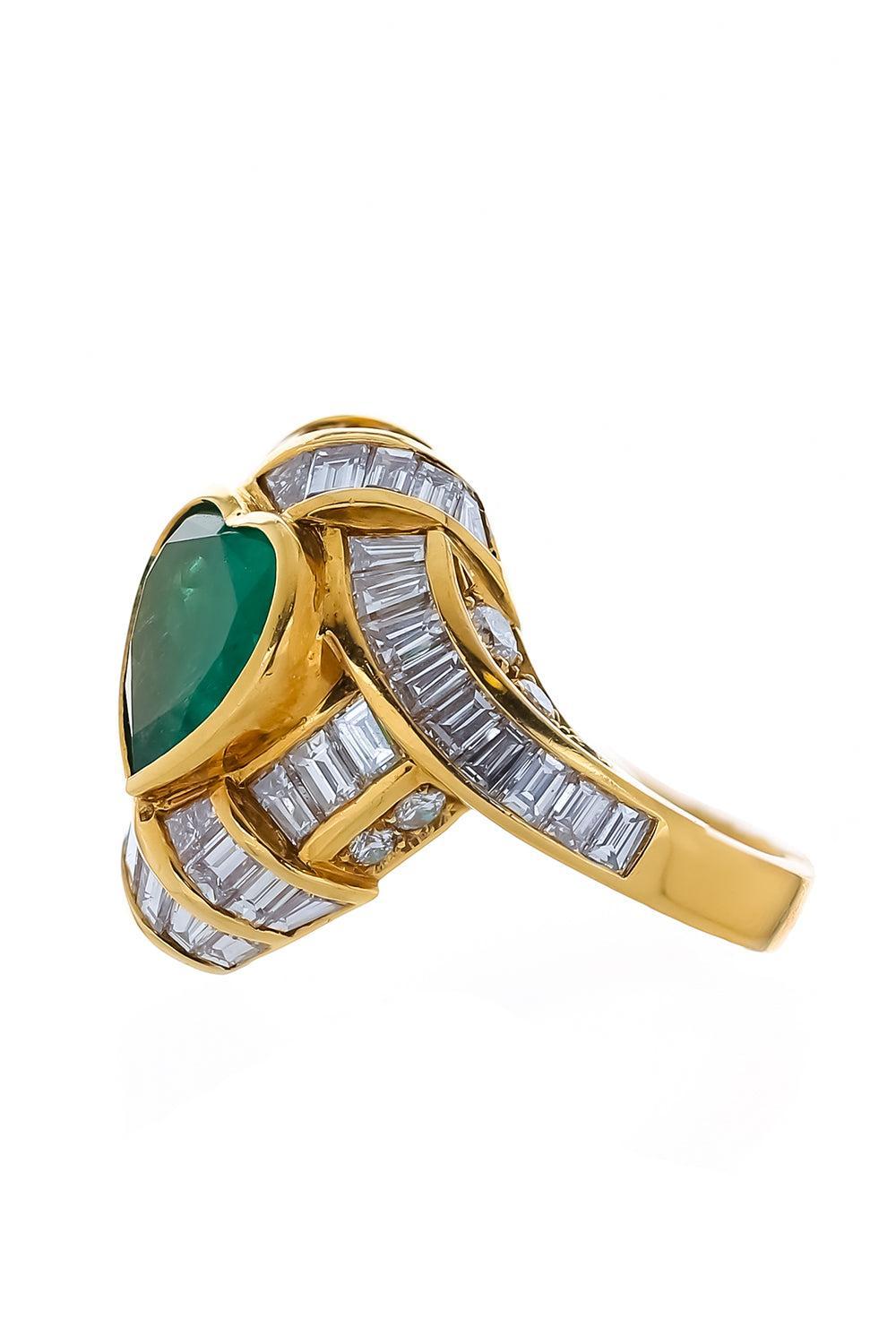 Emerald Diamond Heart Ring-YELLOW GOLD-7-JEWELRYFINE JEWELRING-PIRANESI