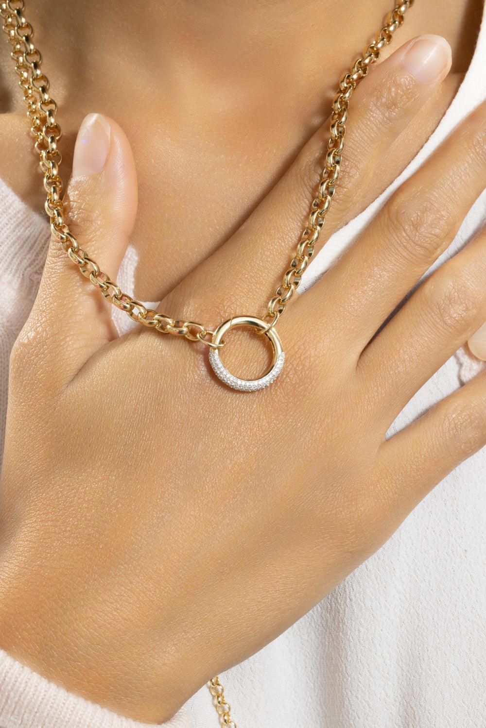 Diamond Pave Heavy Belcher Open Chain-YELLOW GOLD-JEWELRYFINE JEWELNECKLACE O-FOUNDRAE