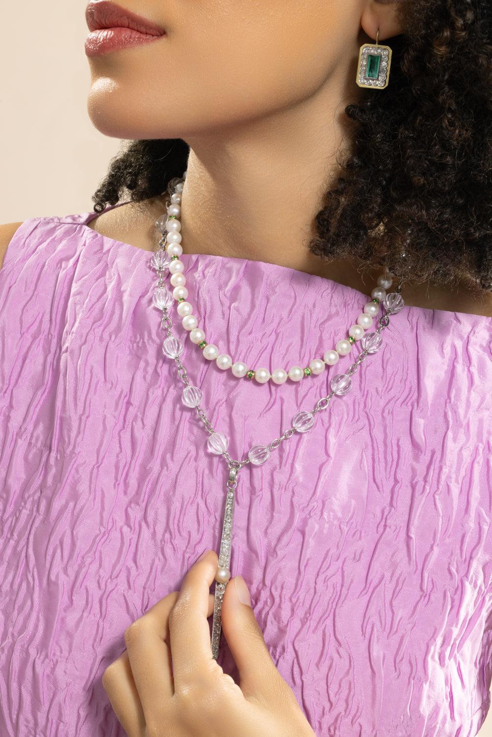 Pearl Diamond Vintage 1920s Pendant-WHITE GOLD-JEWELRYFINE JEWELPENDANT-SYLVA & CIE