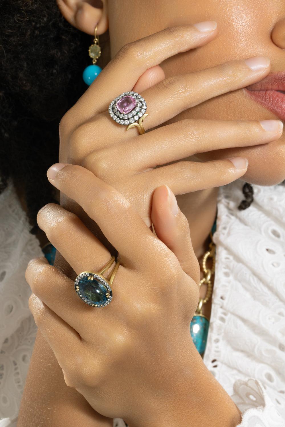 Padparasha Sapphire Ring-YELLOW GOLD-7-JEWELRYFINE JEWELRING-SYLVA & CIE