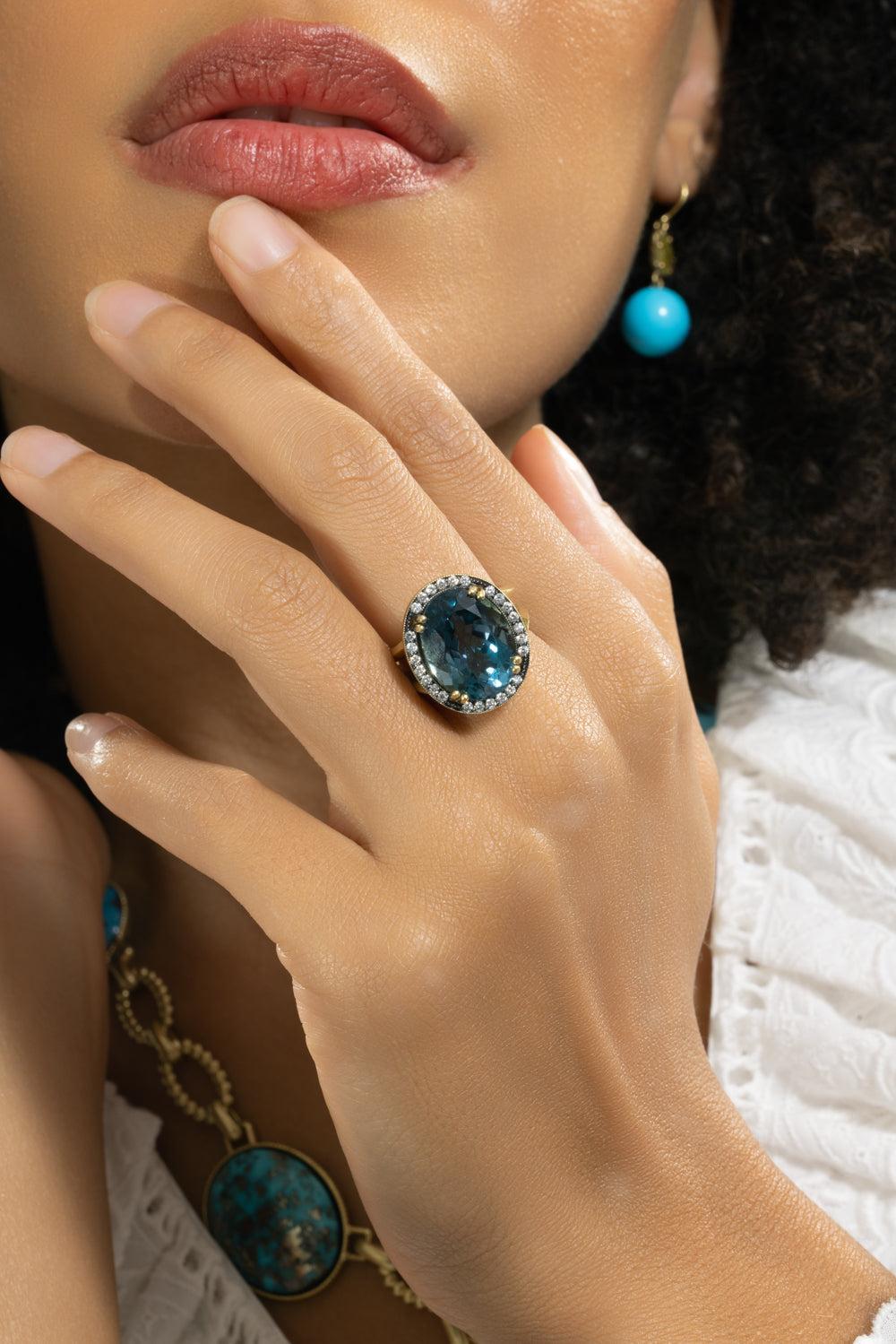 Topaz Diamond Oval Ring-YELLOW GOLD-6.25-JEWELRYFINE JEWELRING-SYLVA & CIE