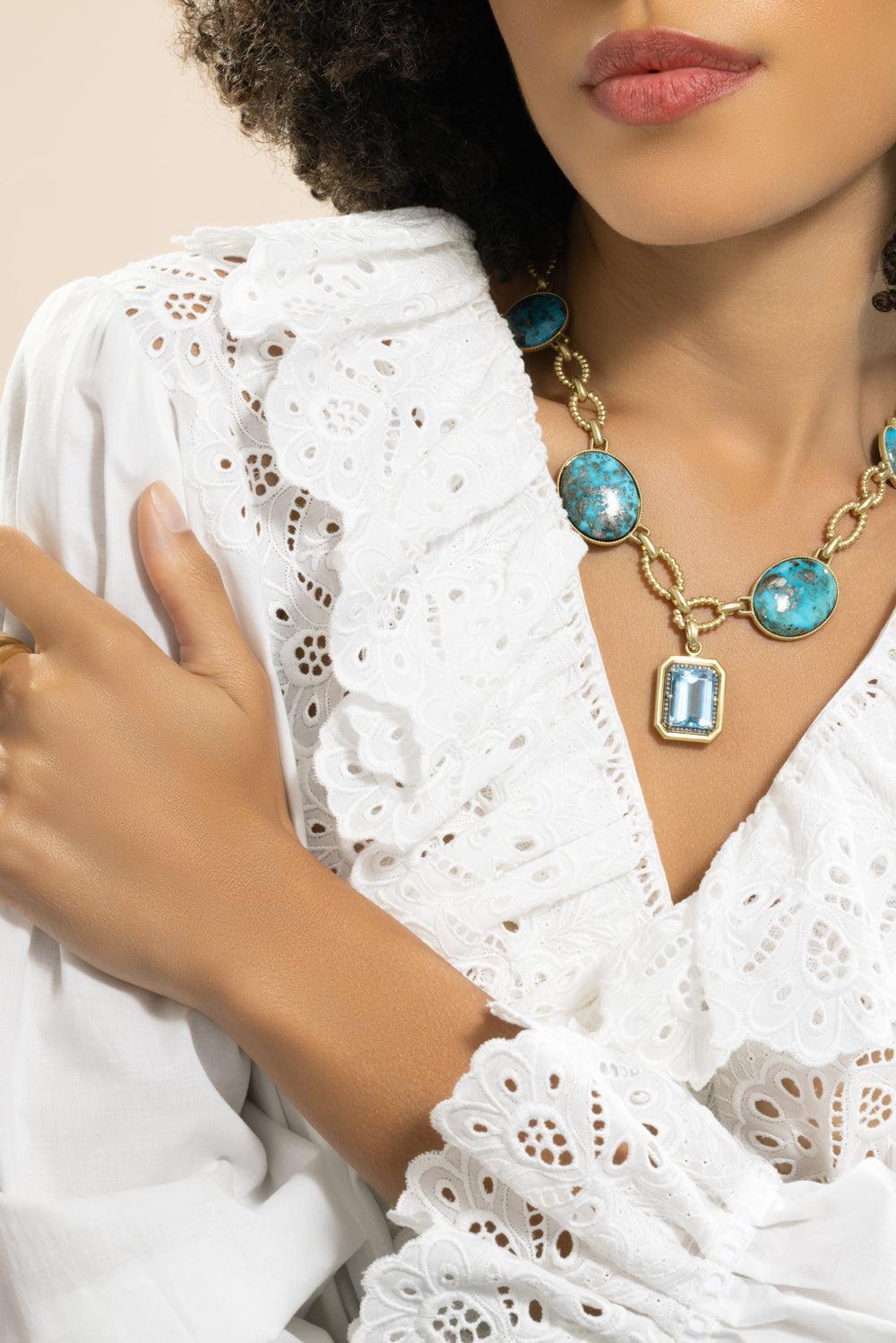 Diamond Aquamarine Pendant-YELLOW GOLD-JEWELRYFINE JEWELPENDANT-SYLVA & CIE