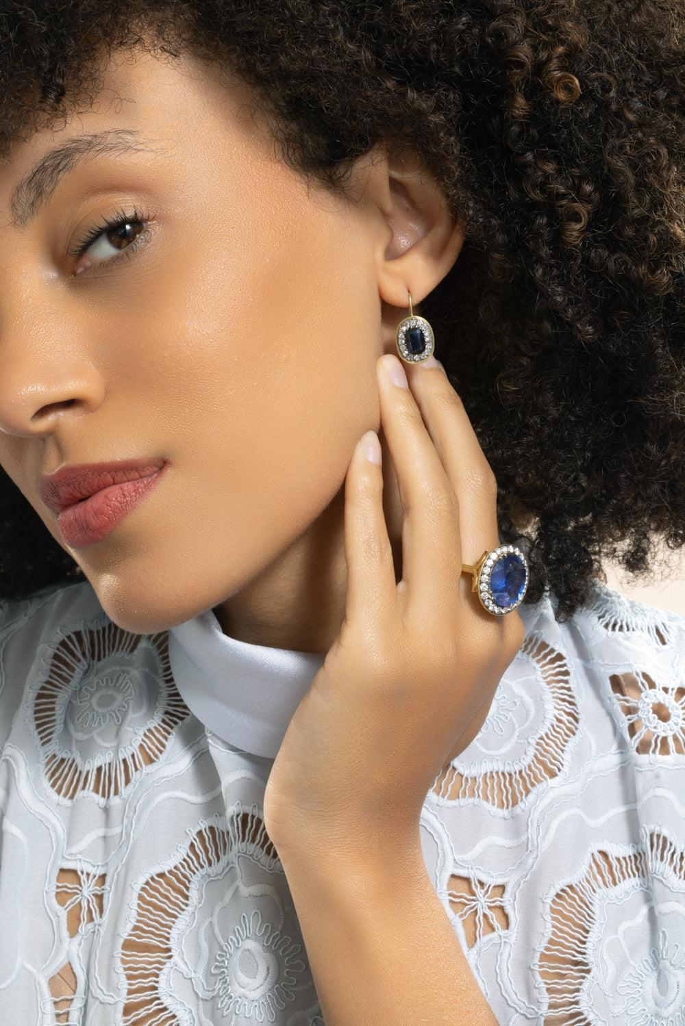 Sapphire Vintage Fame Fortune Earrings-YELLOW GOLD-JEWELRYFINE JEWELEARRING-SYLVA & CIE