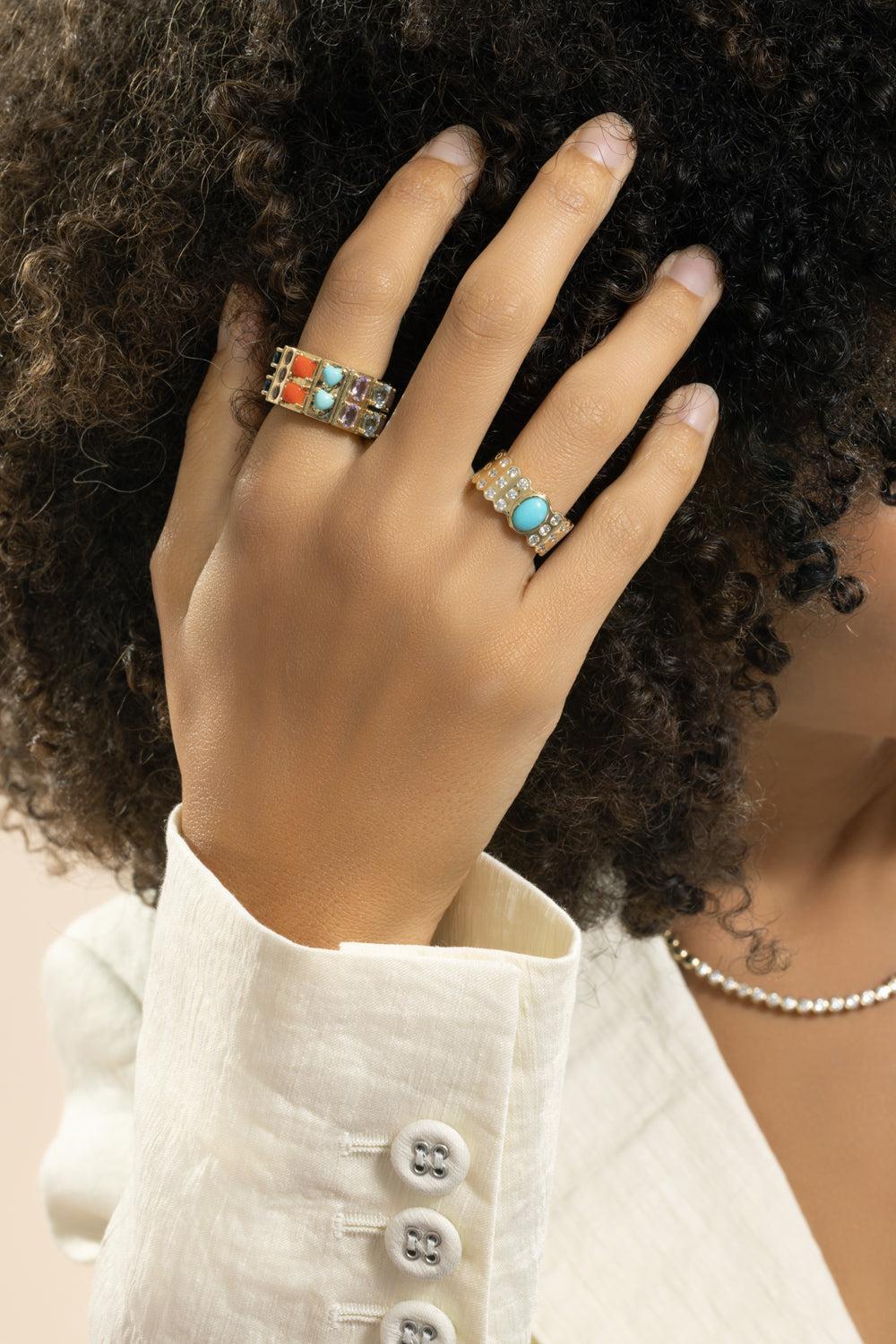 Turquoise Leggo 2.0 Ring-YELLOW GOLD-7-JEWELRYFINE JEWELRING-TYPE JEWELRY