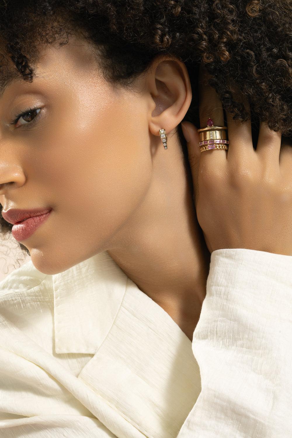 Diamond Leggo Mini Earrings-YELLOW GOLD-JEWELRYFINE JEWELEARRING-TYPE JEWELRY