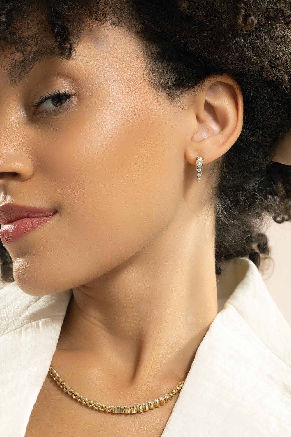 Diamond Leggo Mini Earrings-YELLOW GOLD-JEWELRYFINE JEWELEARRING-TYPE JEWELRY