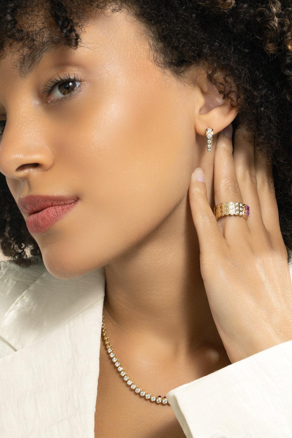 Diamond Leggo Mini Earrings-YELLOW GOLD-JEWELRYFINE JEWELEARRING-TYPE JEWELRY