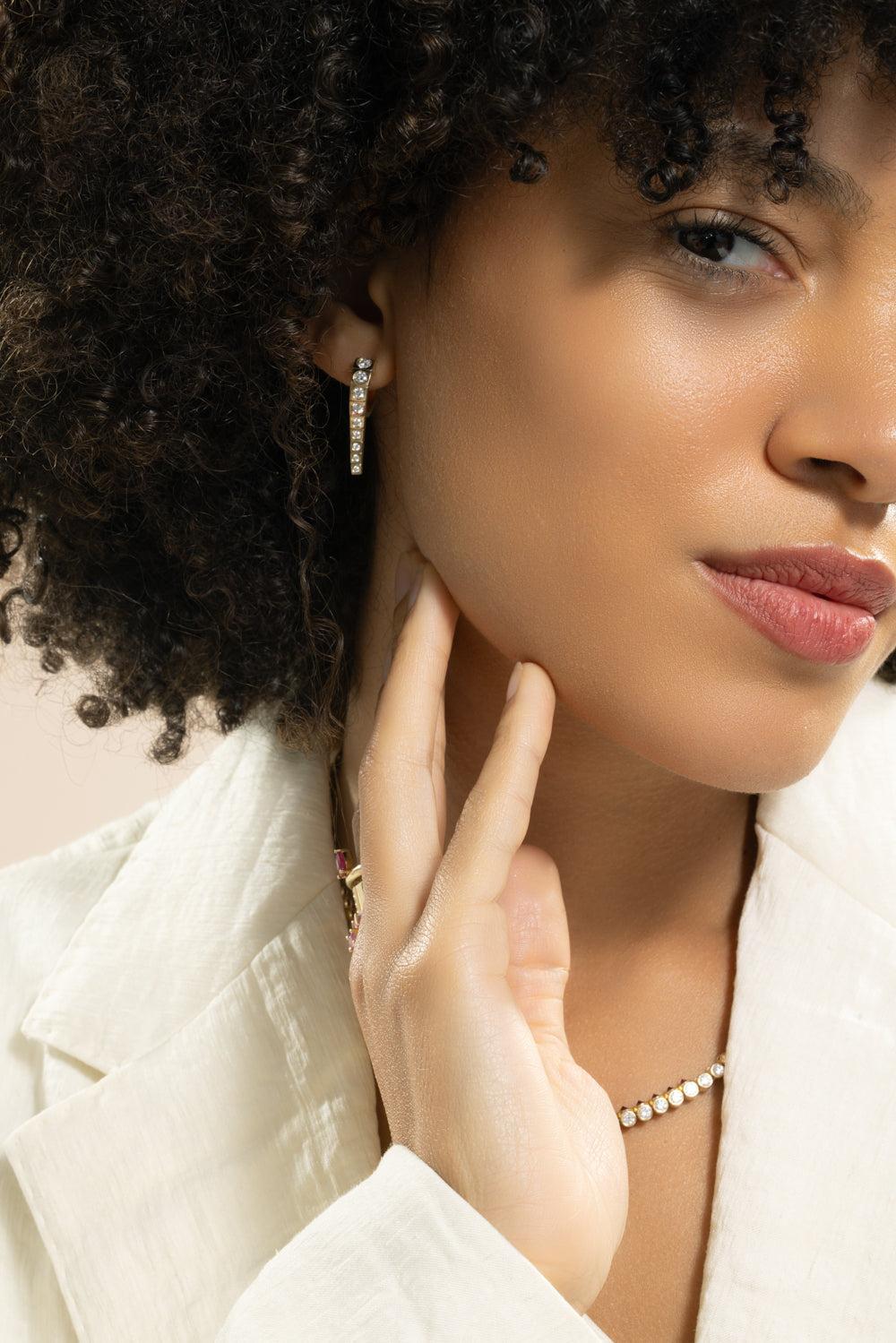 Diamond Leggo Small Earrings-YELLOW GOLD-JEWELRYFINE JEWELEARRING-TYPE JEWELRY