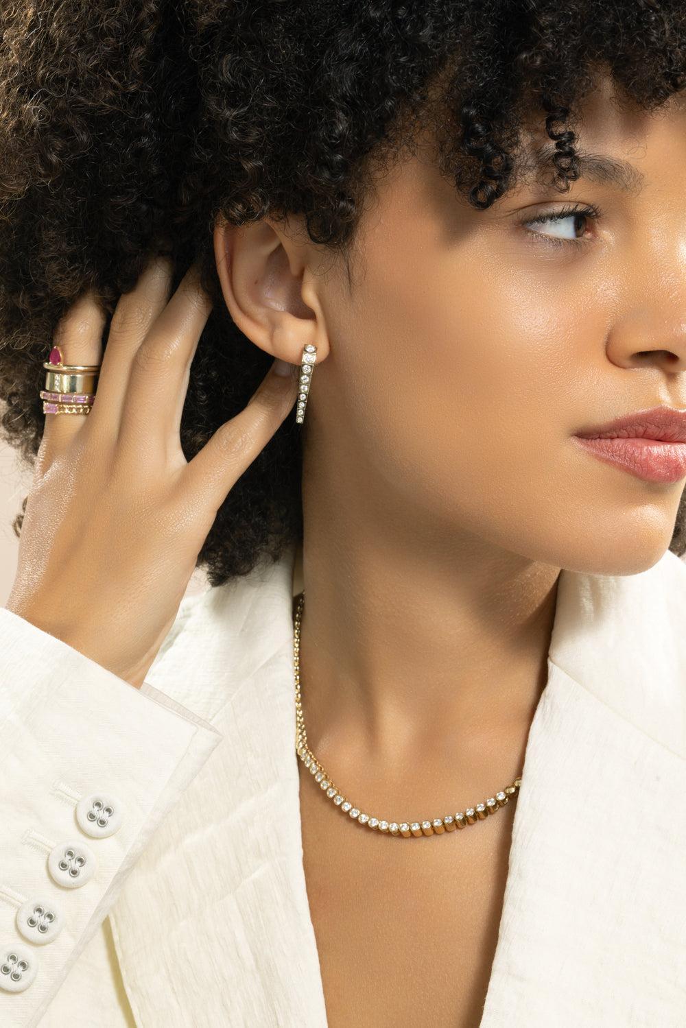 Diamond Leggo Small Earrings-YELLOW GOLD-JEWELRYFINE JEWELEARRING-TYPE JEWELRY