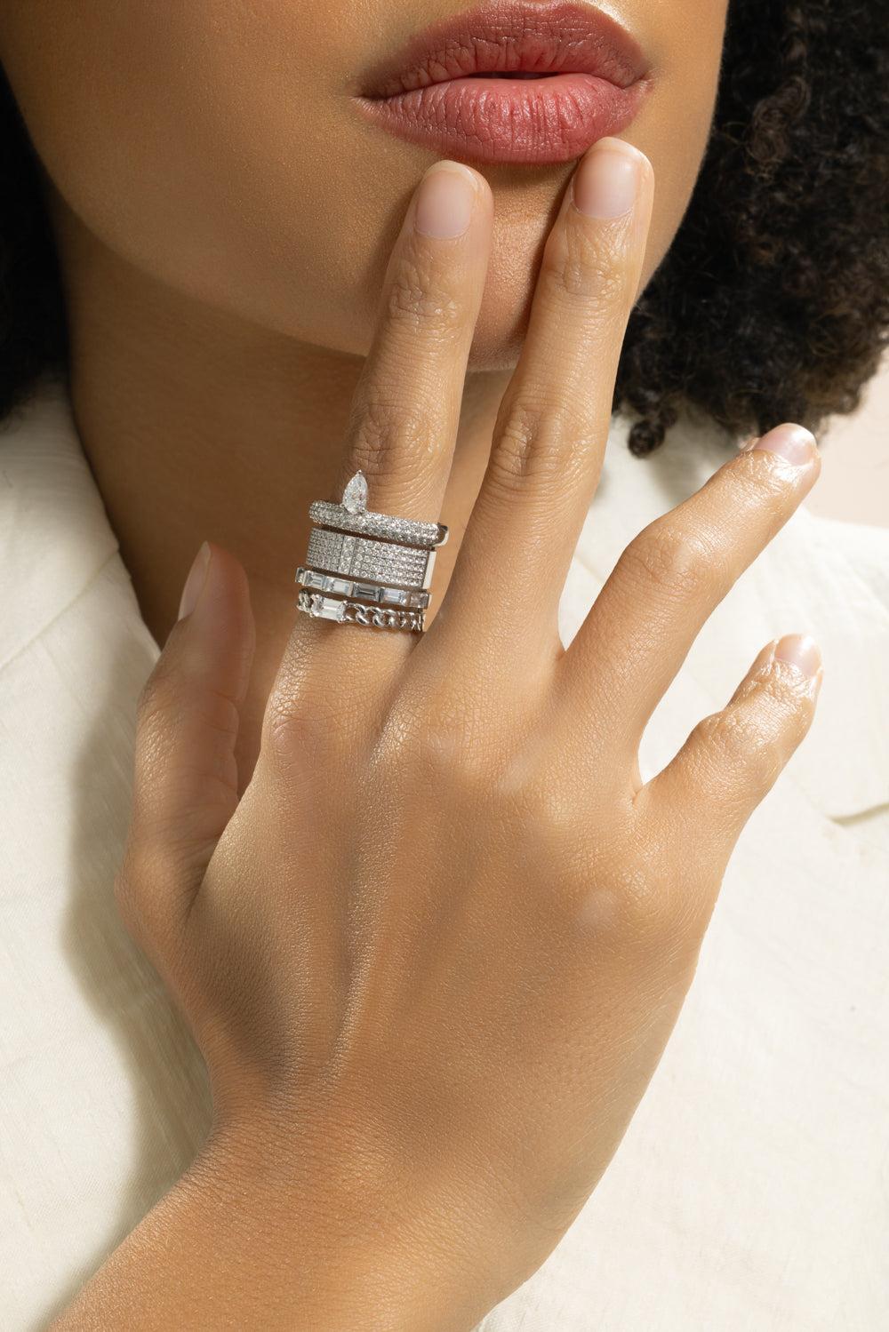 Diamond Mixed Metal Typestack Band-WHITE GOLD-7-JEWELRYFINE JEWELRING-TYPE JEWELRY