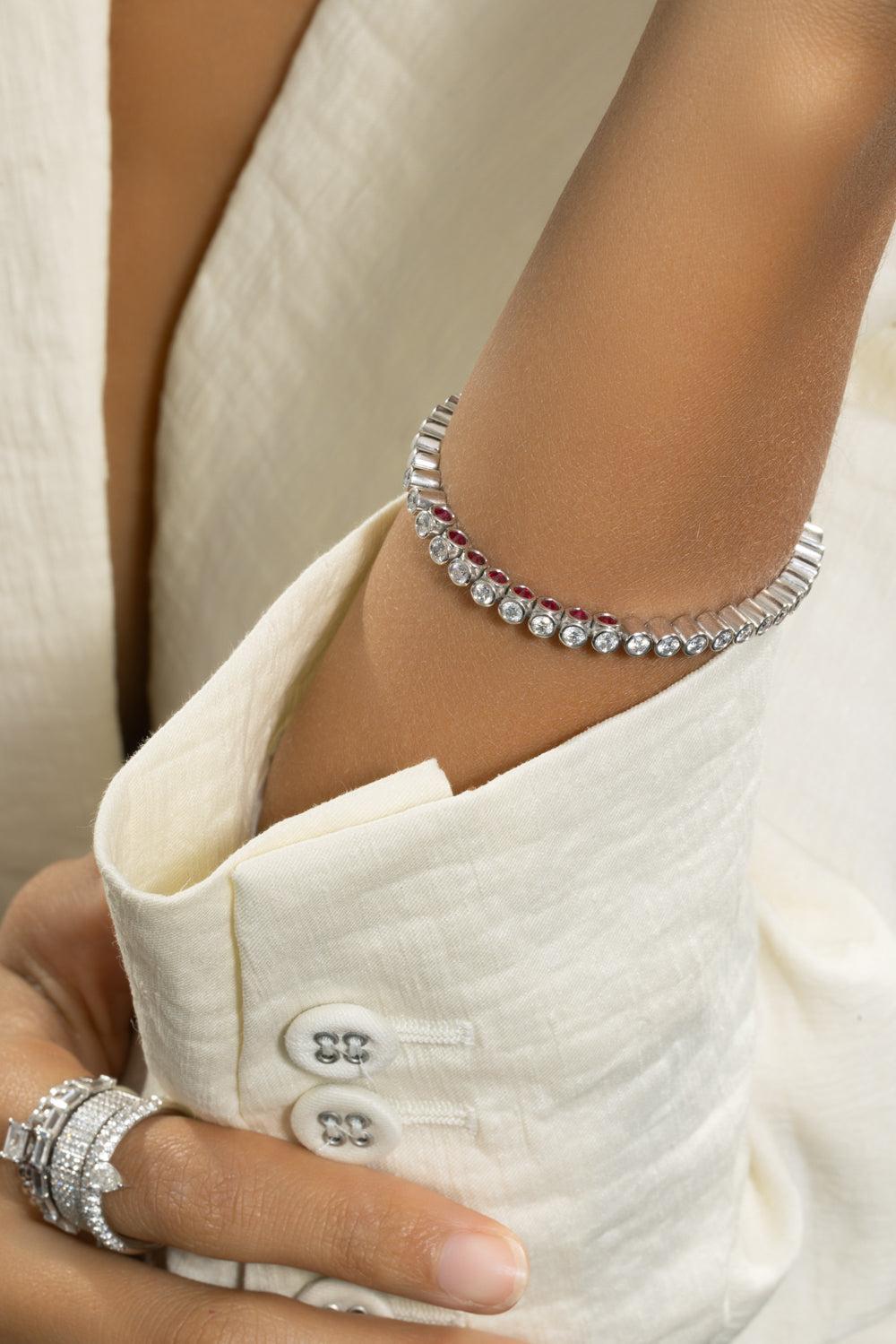 Ruby Diamond Tubbo Sideway Tennis Bracelet-WHITE GOLD-6.5-JEWELRYFINE JEWELBRACELET O-TYPE JEWELRY