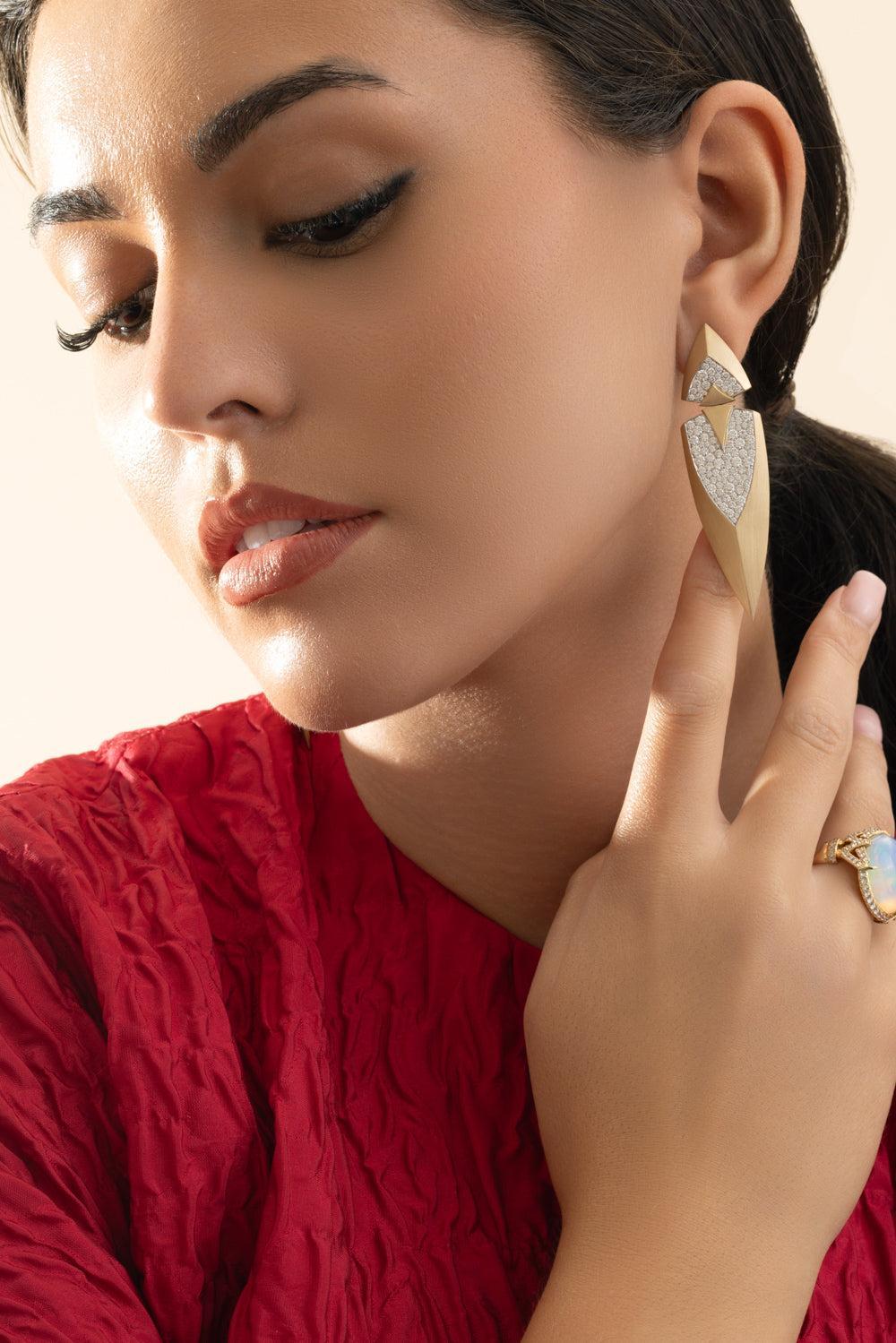 The Masai Spear Earrings-YELLOW GOLD-JEWELRYFINE JEWELEARRING-ARUNASHI