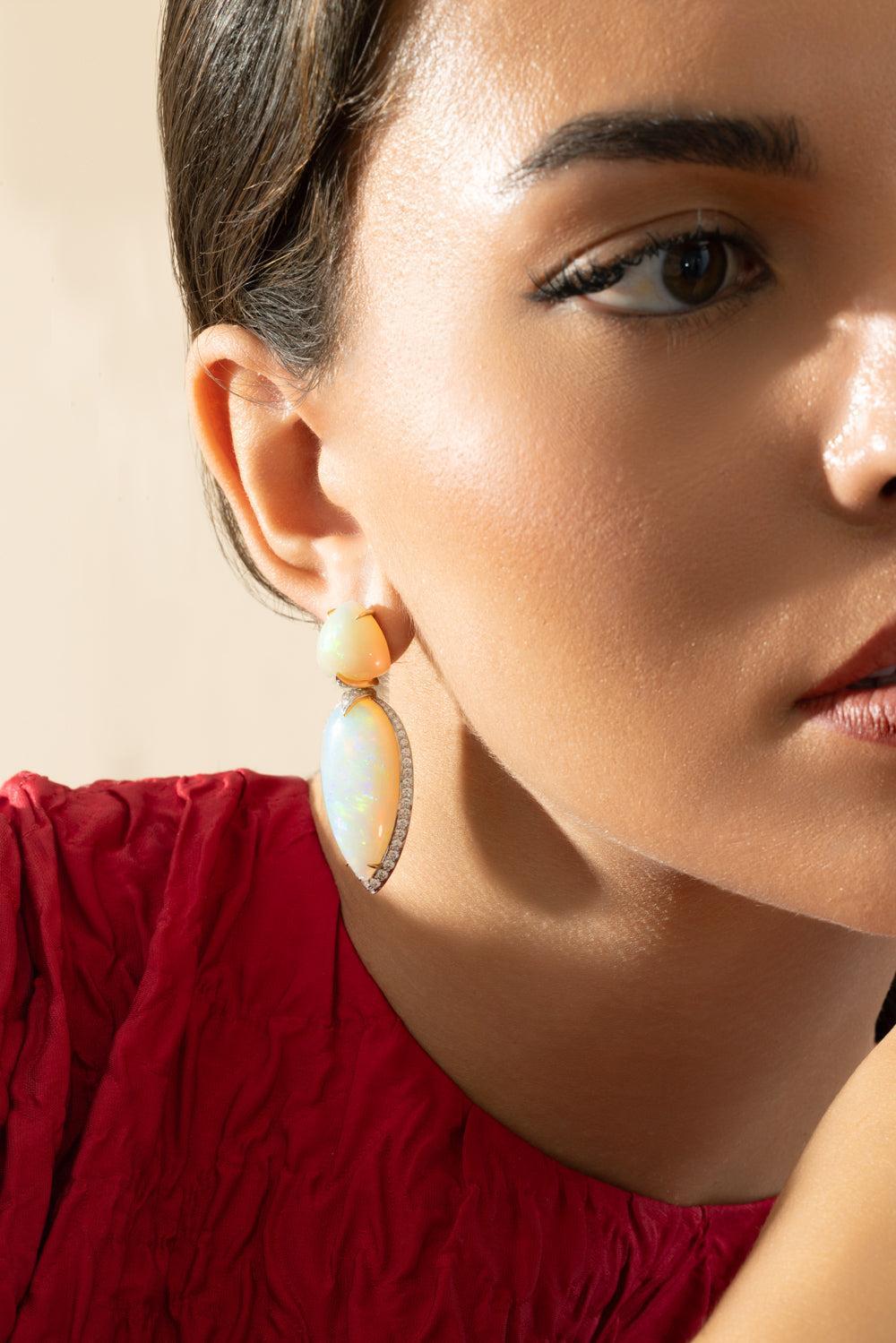 Opal Drop Earrings-YELLOW GOLD-JEWELRYFINE JEWELEARRING-ARUNASHI