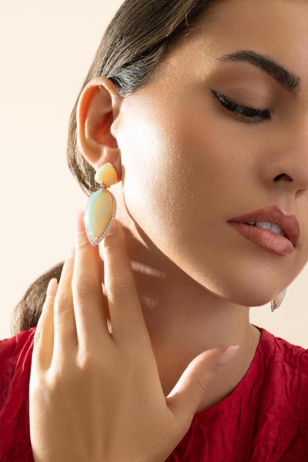 Opal Drop Earrings-YELLOW GOLD-JEWELRYFINE JEWELEARRING-ARUNASHI