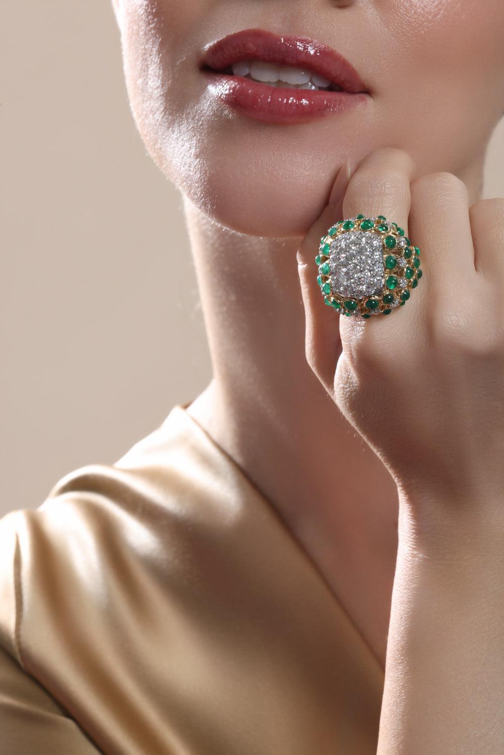 Emerald Step Cut Tiered Ring-YELLOW GOLD-6.25-JEWELRYFINE JEWELRING-DAVID WEBB