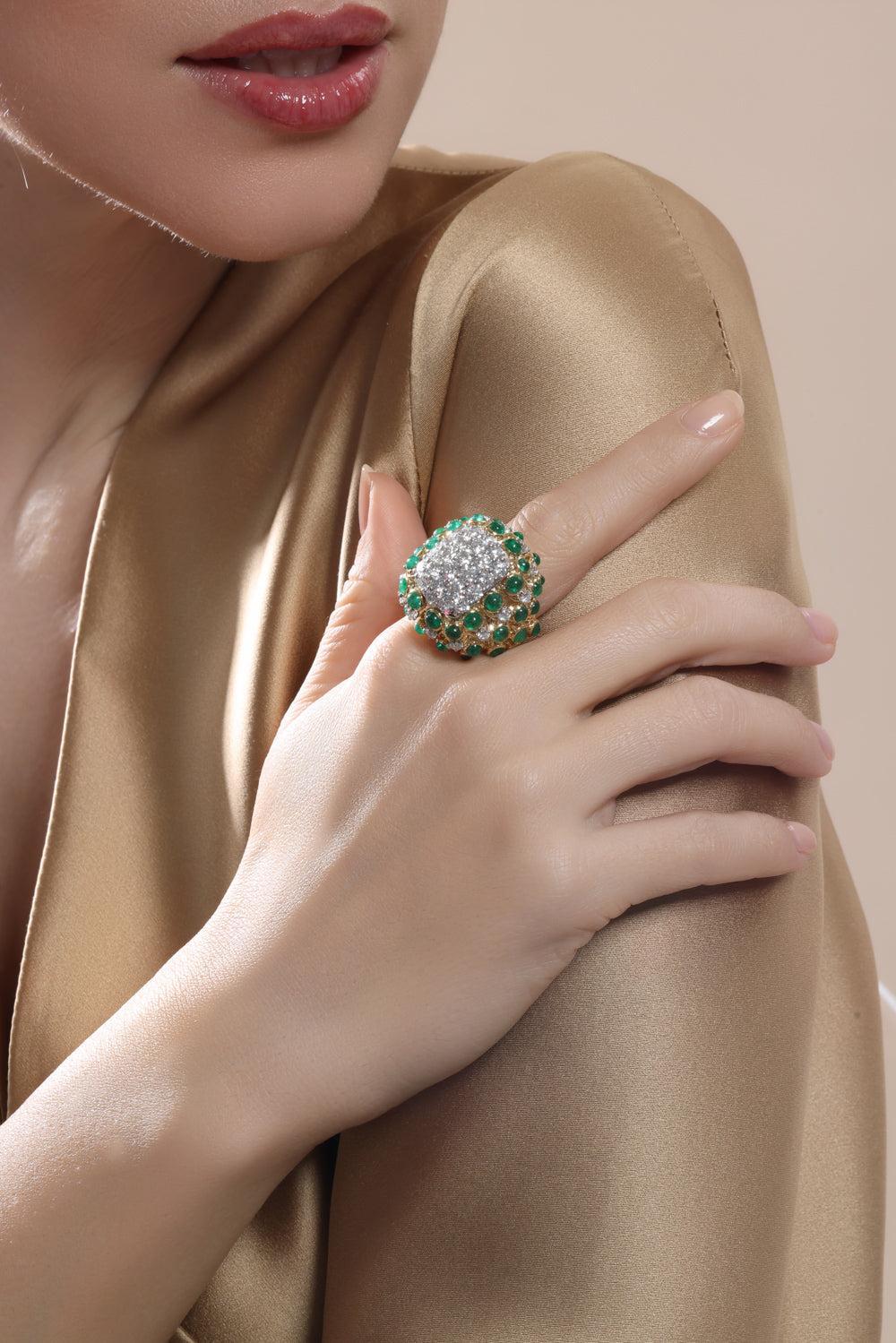 Emerald Step Cut Tiered Ring-YELLOW GOLD-6.25-JEWELRYFINE JEWELRING-DAVID WEBB