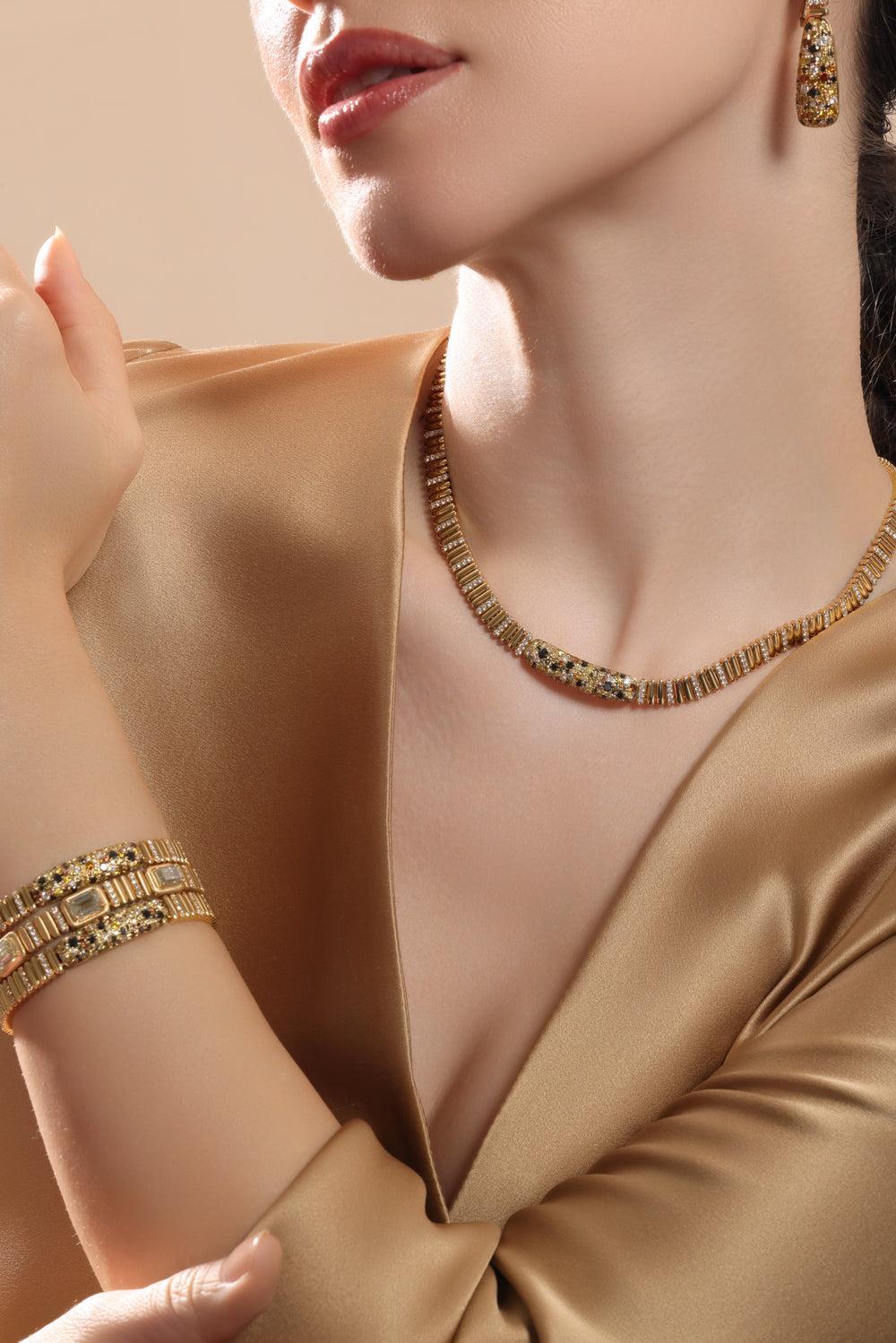 Diamond Mixed Ombre Necklace-YELLOW GOLD-16-JEWELRYFINE JEWELNECKLACE O-SUTRA