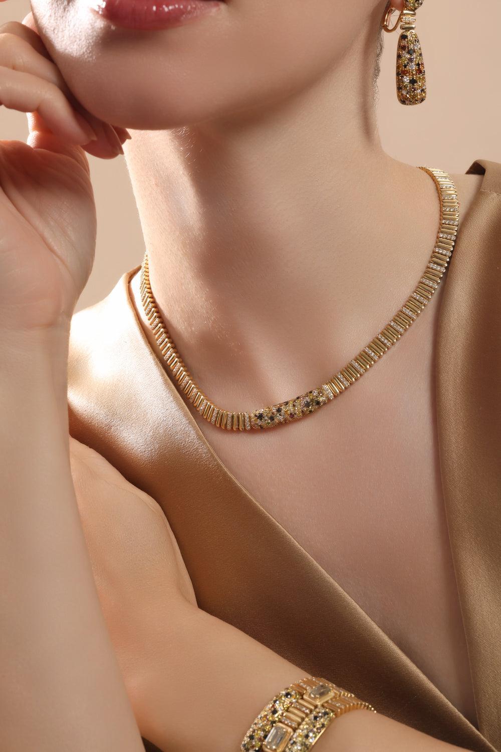 Diamond Mixed Ombre Necklace-YELLOW GOLD-16-JEWELRYFINE JEWELNECKLACE O-SUTRA