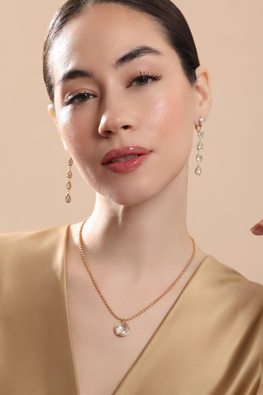 Diamond Sphere Pendant Necklace-YELLOW GOLD-18-JEWELRYFINE JEWELNECKLACE O-SUTRA