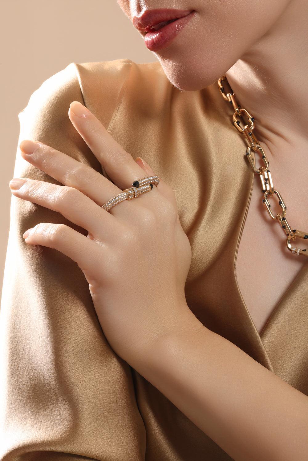 Diamond Try Me Double Finger Ring-YELLOW GOLD-JEWELRYFINE JEWELRING-NOUVEL HERITAGE