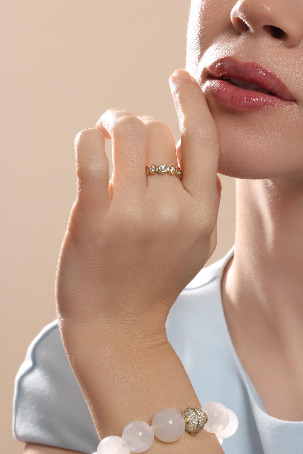 Diamond Medium Nesting Gem Eternity Ring-YELLOW GOLD-6-JEWELRYFINE JEWELRING-OCTAVIA ELIZABETH