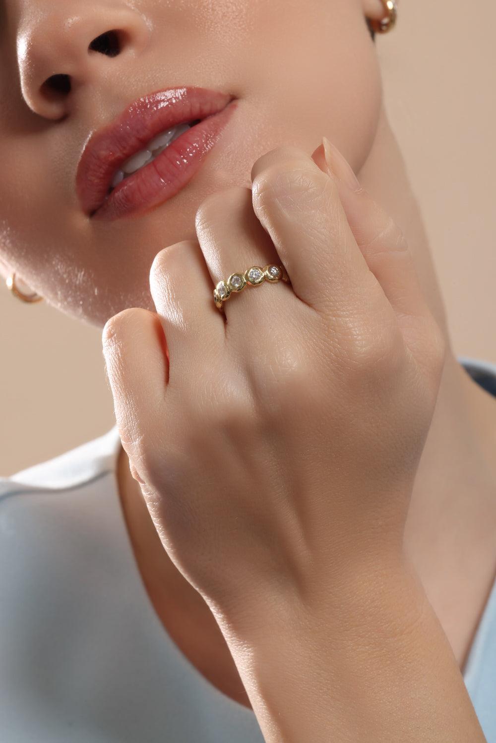 Diamond Medium Nesting Gem Eternity Ring-YELLOW GOLD-6-JEWELRYFINE JEWELRING-OCTAVIA ELIZABETH