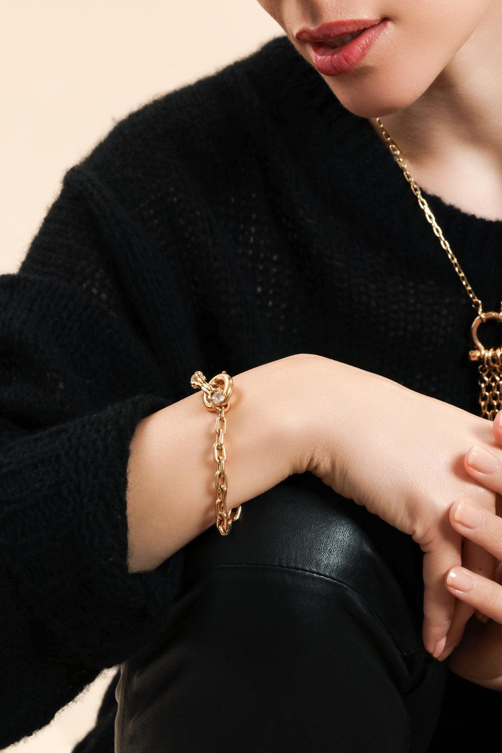 Diamond Toggle Bracelet-YELLOW GOLD-7-JEWELRYFINE JEWELBRACELET O-UNIFORM OBJECT