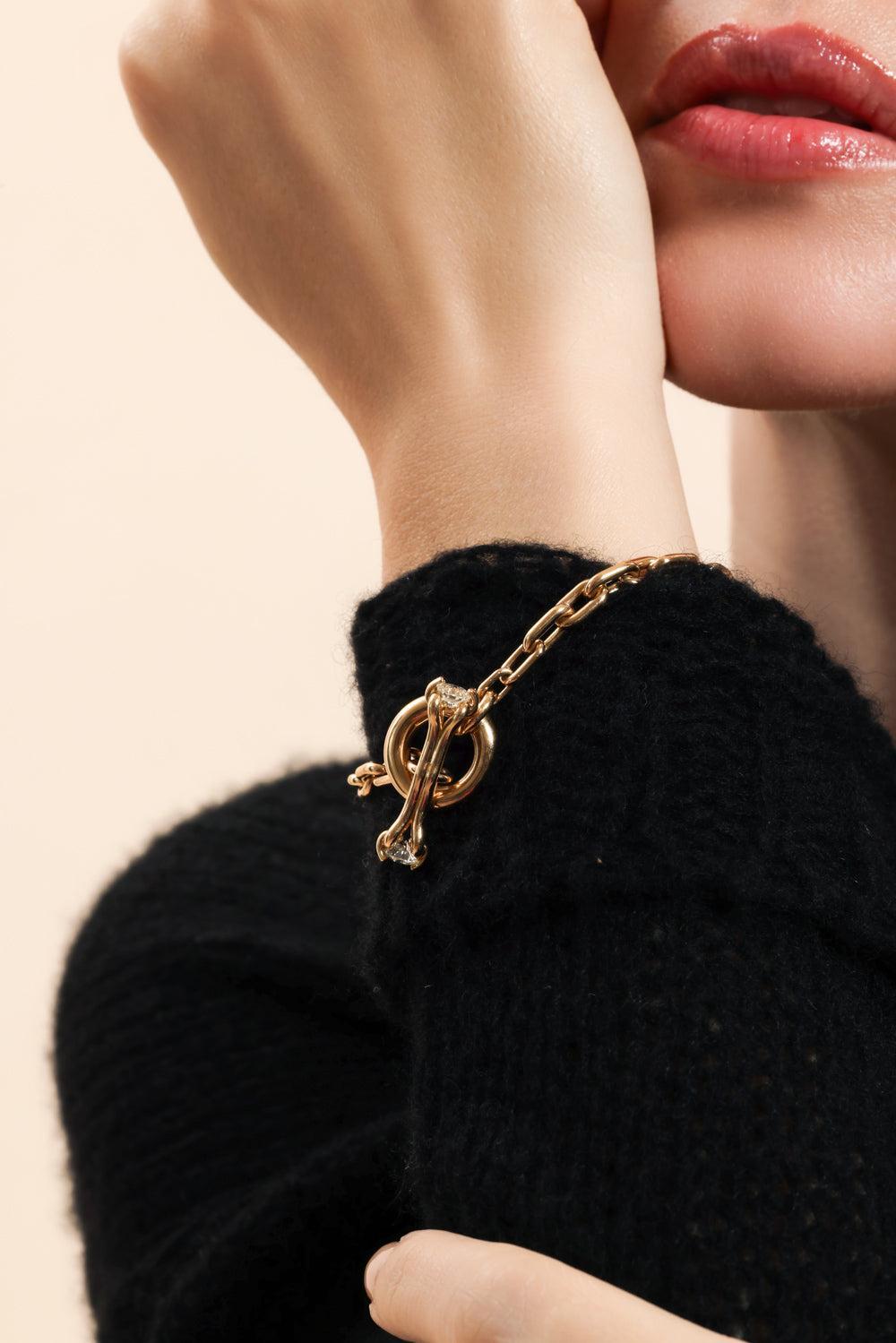 Diamond Toggle Bracelet-YELLOW GOLD-7-JEWELRYFINE JEWELBRACELET O-UNIFORM OBJECT