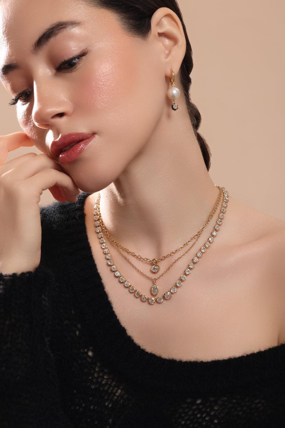 Diamond Pendant Drop Necklace-YELLOW GOLD-18-JEWELRYFINE JEWELNECKLACE O-SUTRA