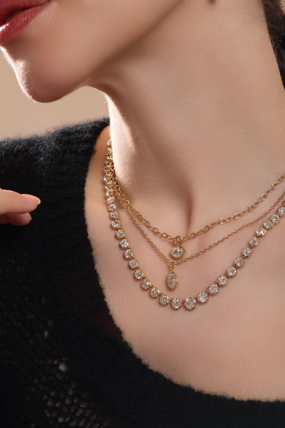 Diamond Pendant Drop Necklace-YELLOW GOLD-18-JEWELRYFINE JEWELNECKLACE O-SUTRA