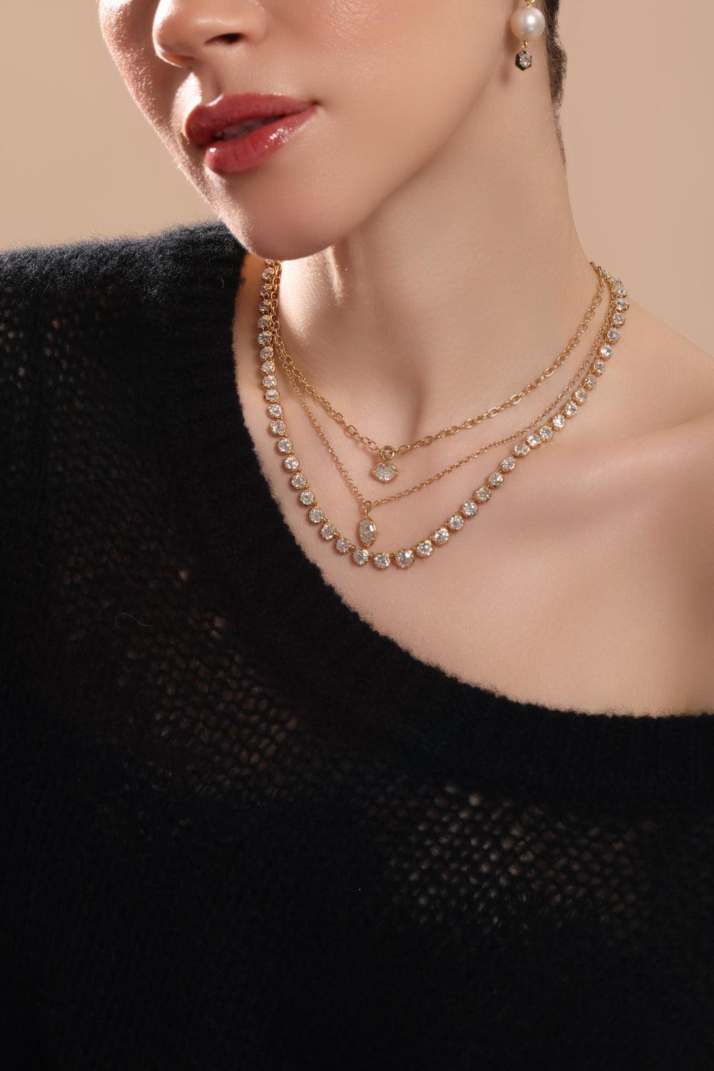 Diamond Pendant Drop Necklace-YELLOW GOLD-18-JEWELRYFINE JEWELNECKLACE O-SUTRA