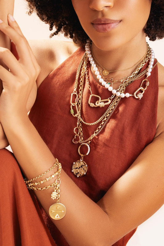 Ruby Medium Stoned Lock-YELLOW GOLD-JEWELRYFINE JEWELPENDANT-MARLA AARON