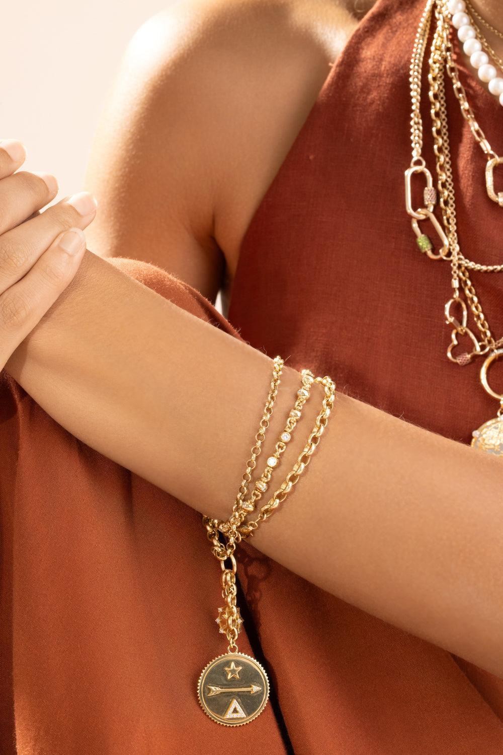 Diamond Small Rolling Can Chain Bracelet-YELLOW GOLD-6.5-JEWELRYFINE JEWELBRACELET O-MARLA AARON