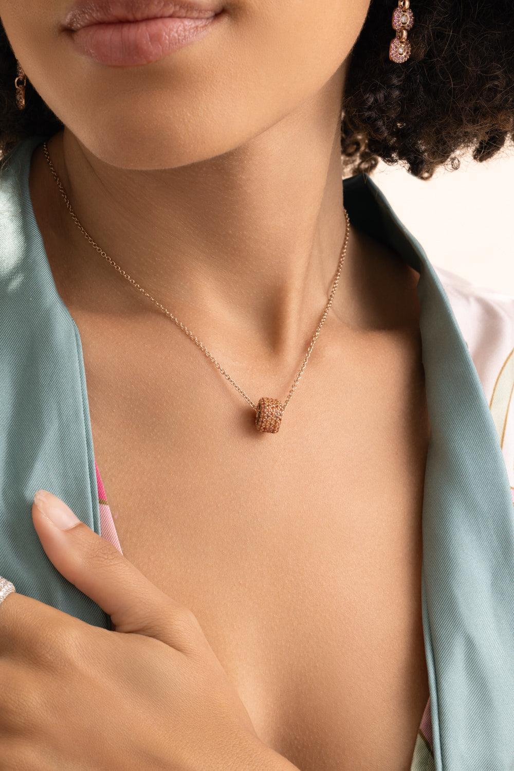 Orange Sapphire Ghost Necklace-ROSE GOLD-JEWELRYFINE JEWELNECKLACE O-FULLORD