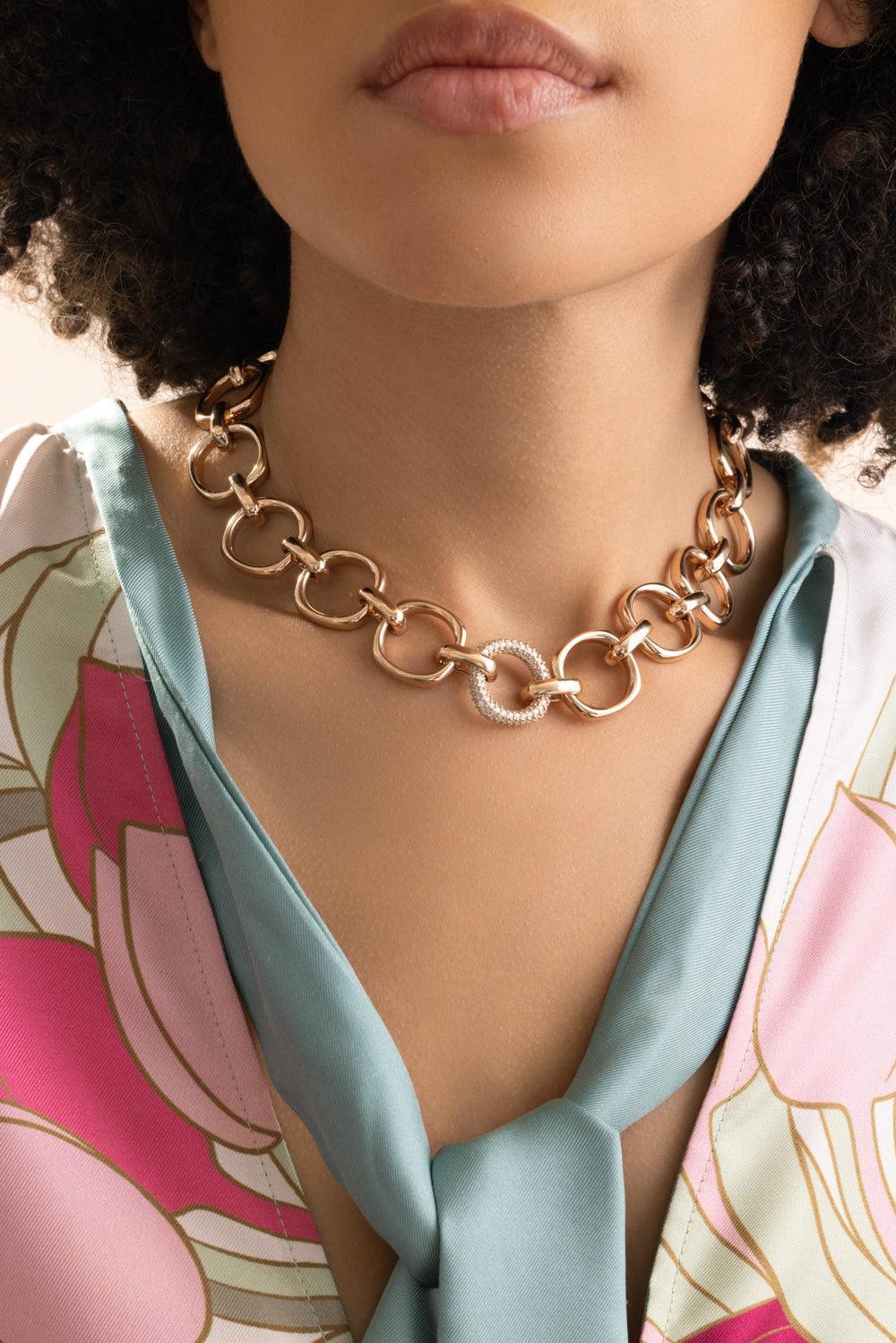 Diamond Chain Link Necklace-ROSE GOLD-JEWELRYFINE JEWELBRACELET O-FULLORD