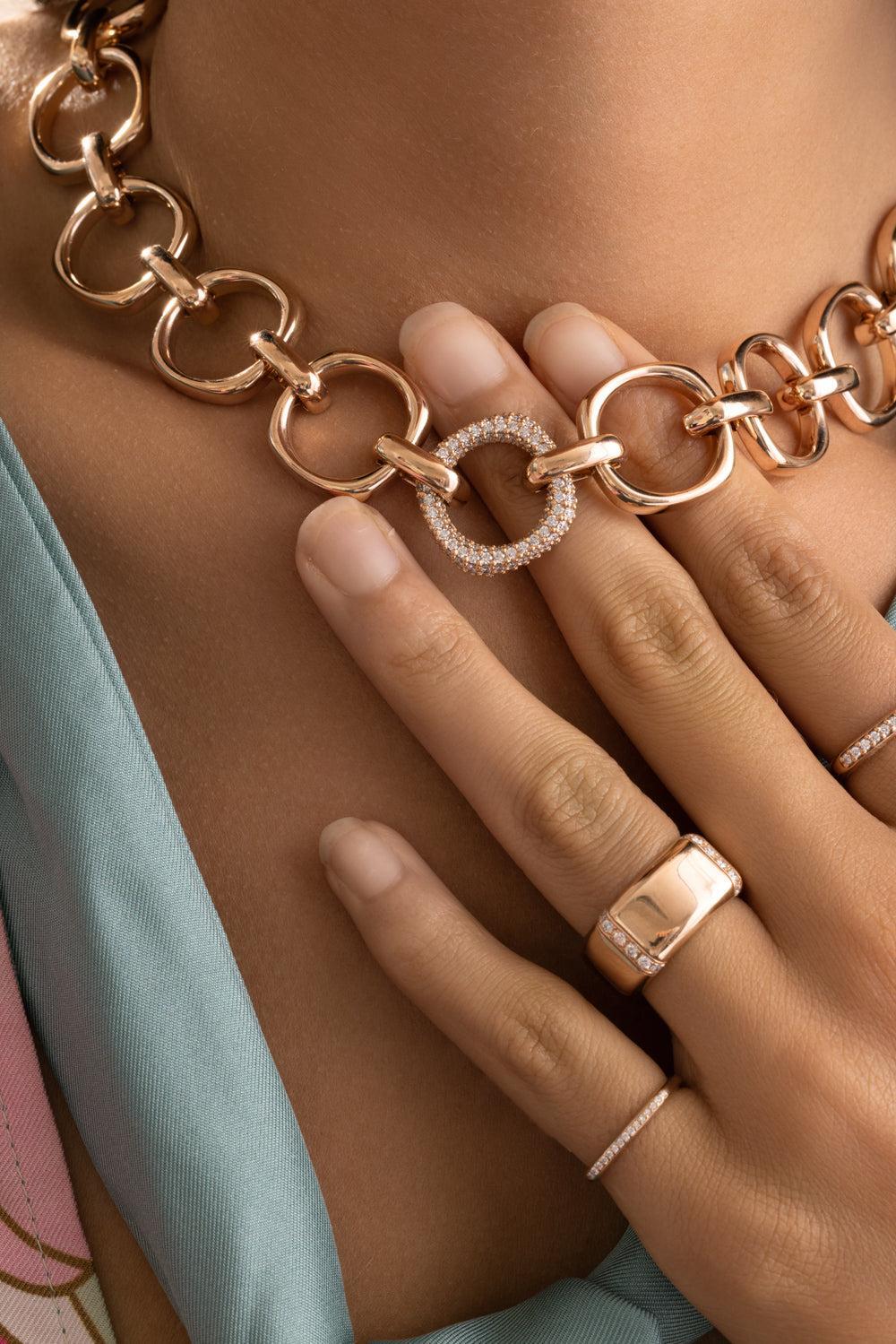 Diamond Chain Link Necklace-ROSE GOLD-JEWELRYFINE JEWELBRACELET O-FULLORD