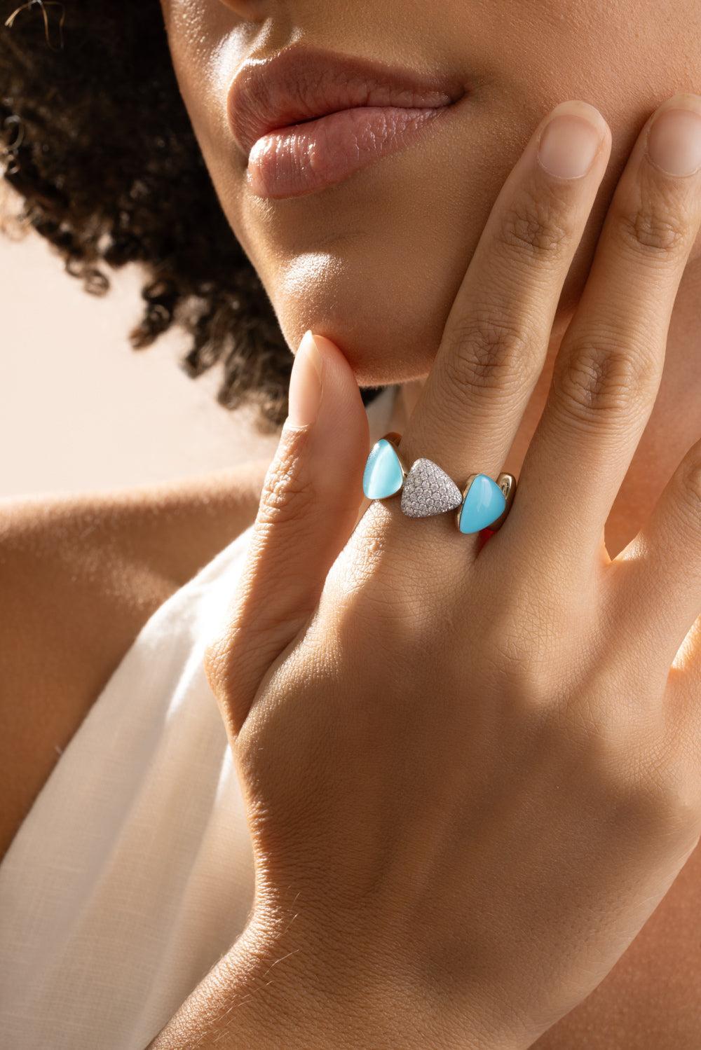 Turquoise Rock Crystal Freccia Ring-WHITE GOLD-7-JEWELRYFINE JEWELRING-VHERNIER