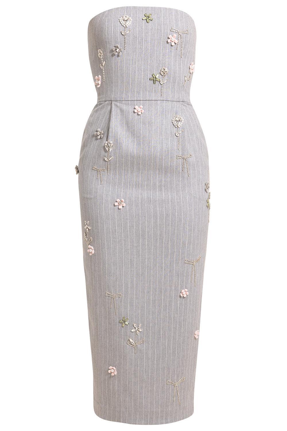 Elena Embroidered Dress-GREY-34-CLOTHINGDRESSCOCKTAIL-BERNADETTE