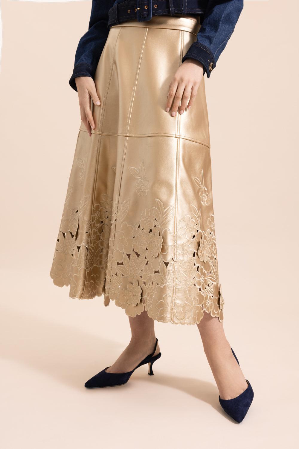 Bobbi Skirt-CHAMPAGNE-0-CLOTHINGSKIRTMIDI-CHRISTY LYNN