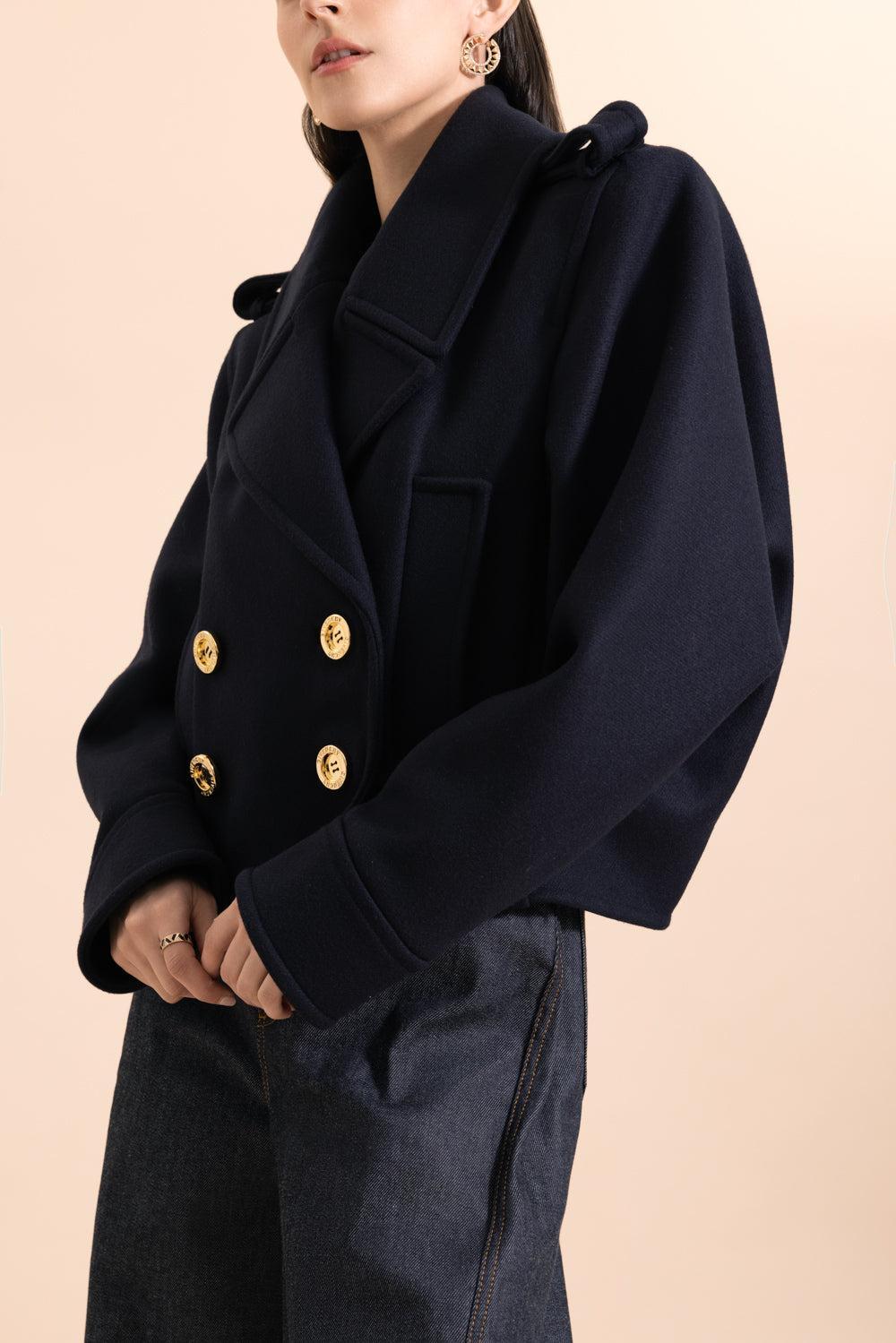 Melton Coat-NAVY-36-CLOTHINGJACKETCROPPED-GIVENCHY