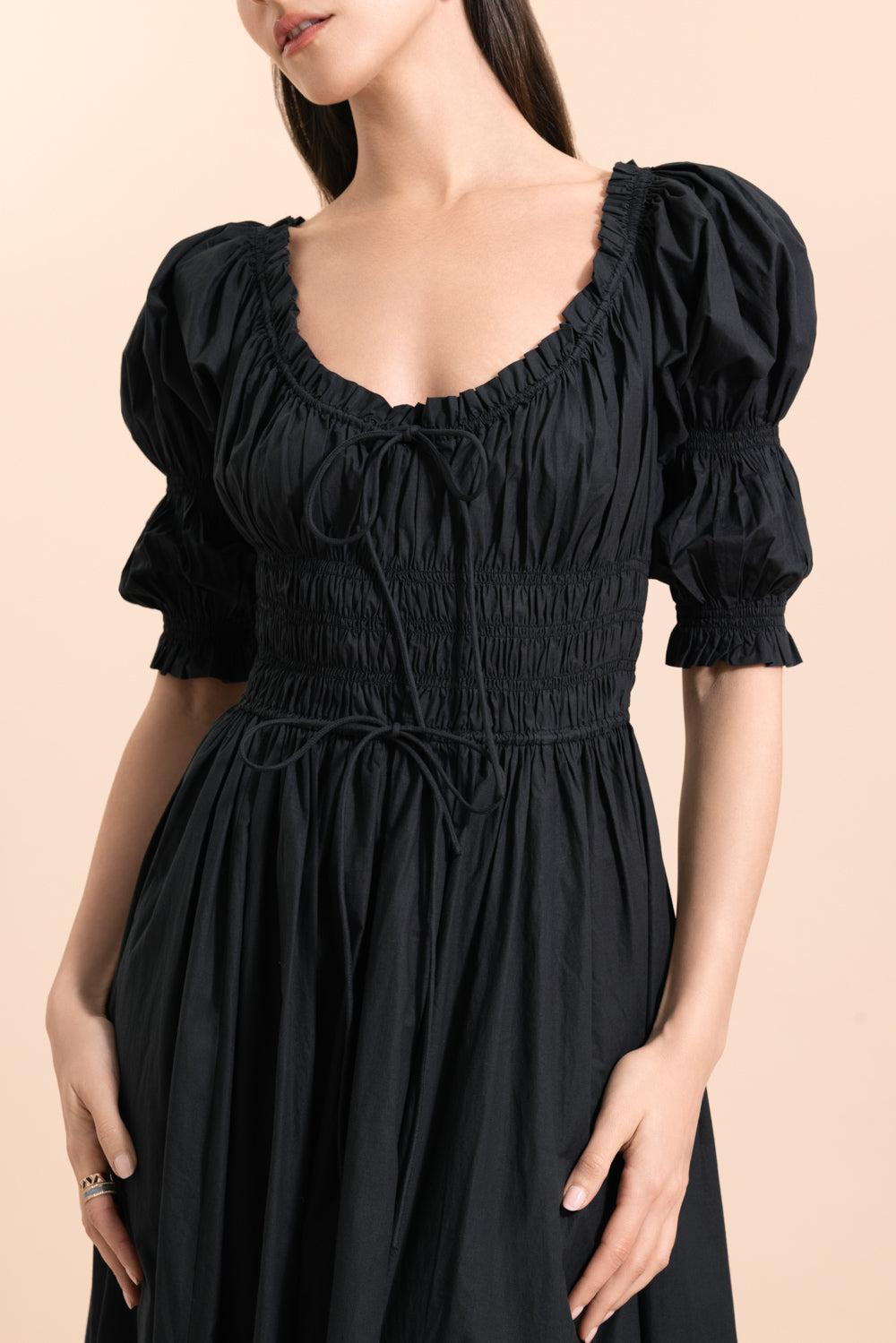 Ischia Midi Dress-BLACK-XS-CLOTHINGDRESSCASUAL-DOEN