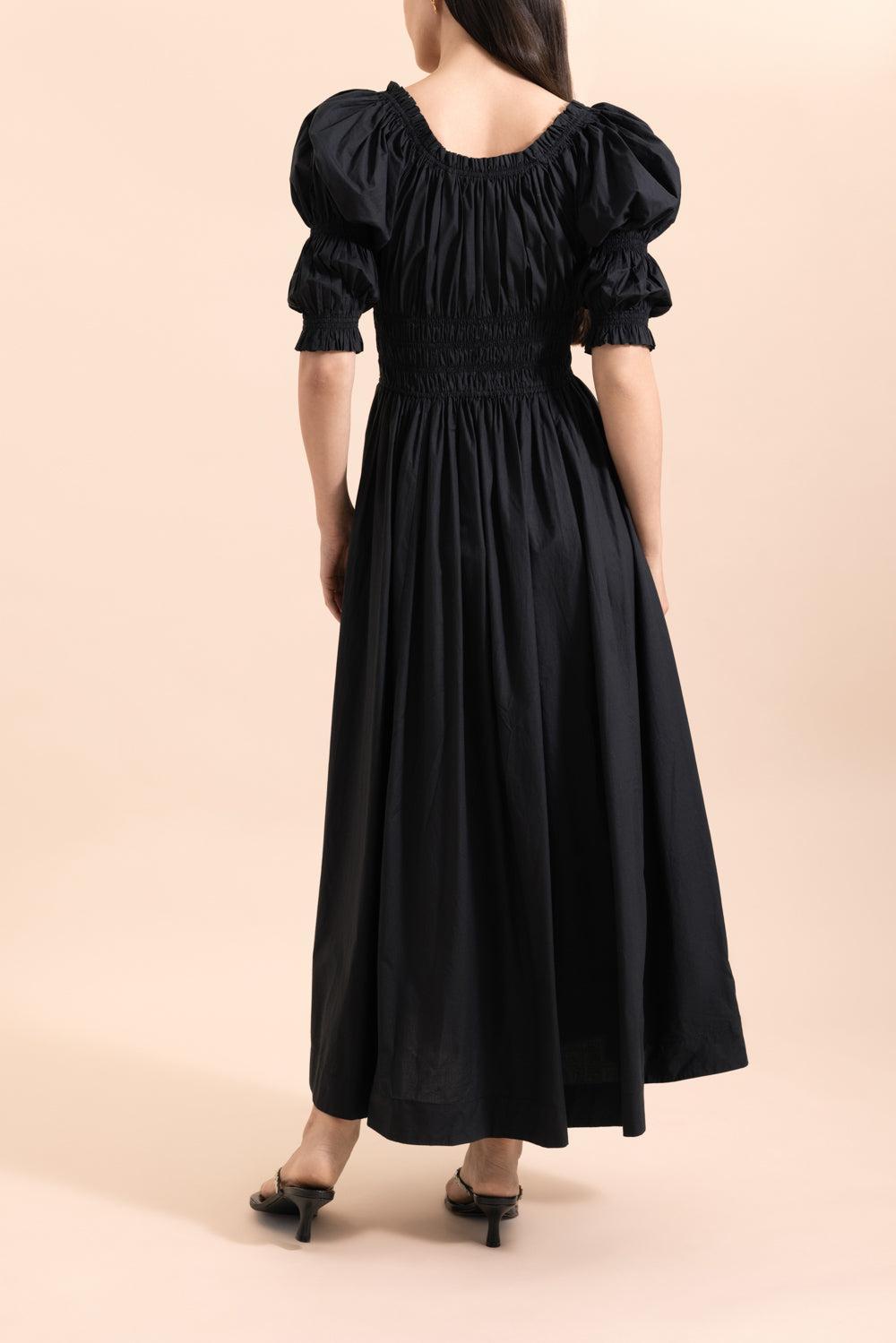 Ischia Midi Dress-BLACK-XS-CLOTHINGDRESSCASUAL-DOEN