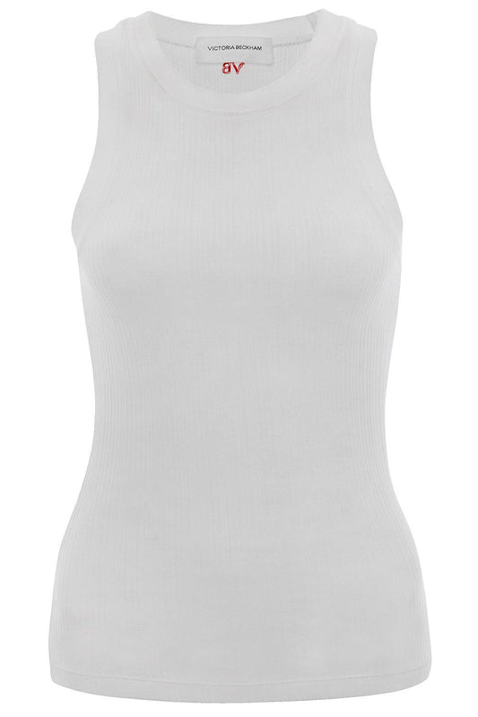 Rib Tank - White-WHITE-XS-CLOTHINGTOPTANK-VICTORIA BECKHAM
