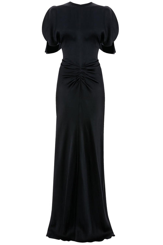 Gathered Waist Gown - Navy-BLUE-4-CLOTHINGDRESSCOCKTAIL-VICTORIA BECKHAM