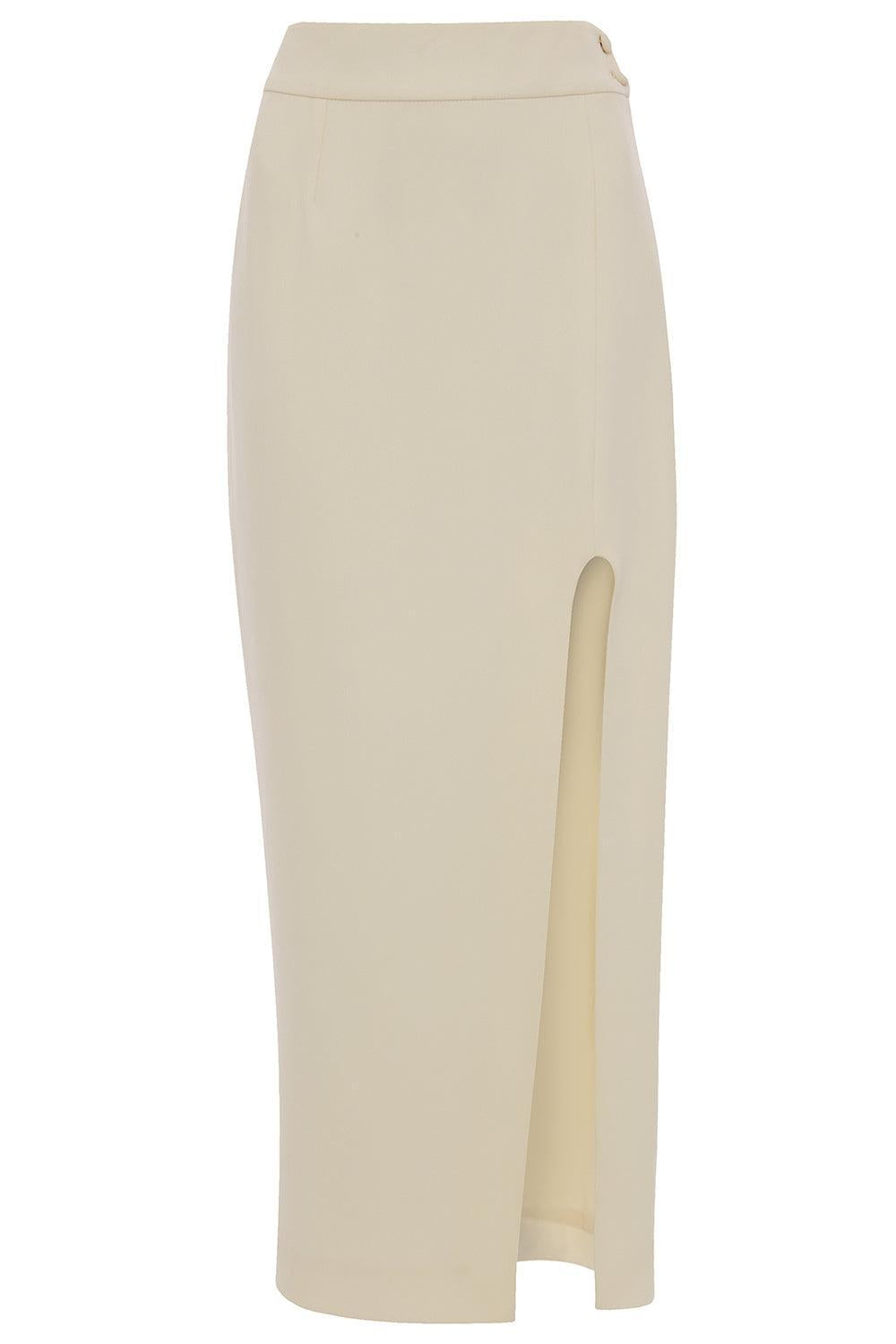 Split Detail Skirt-CREAM-2-CLOTHINGSKIRTMAXI-VICTORIA BECKHAM