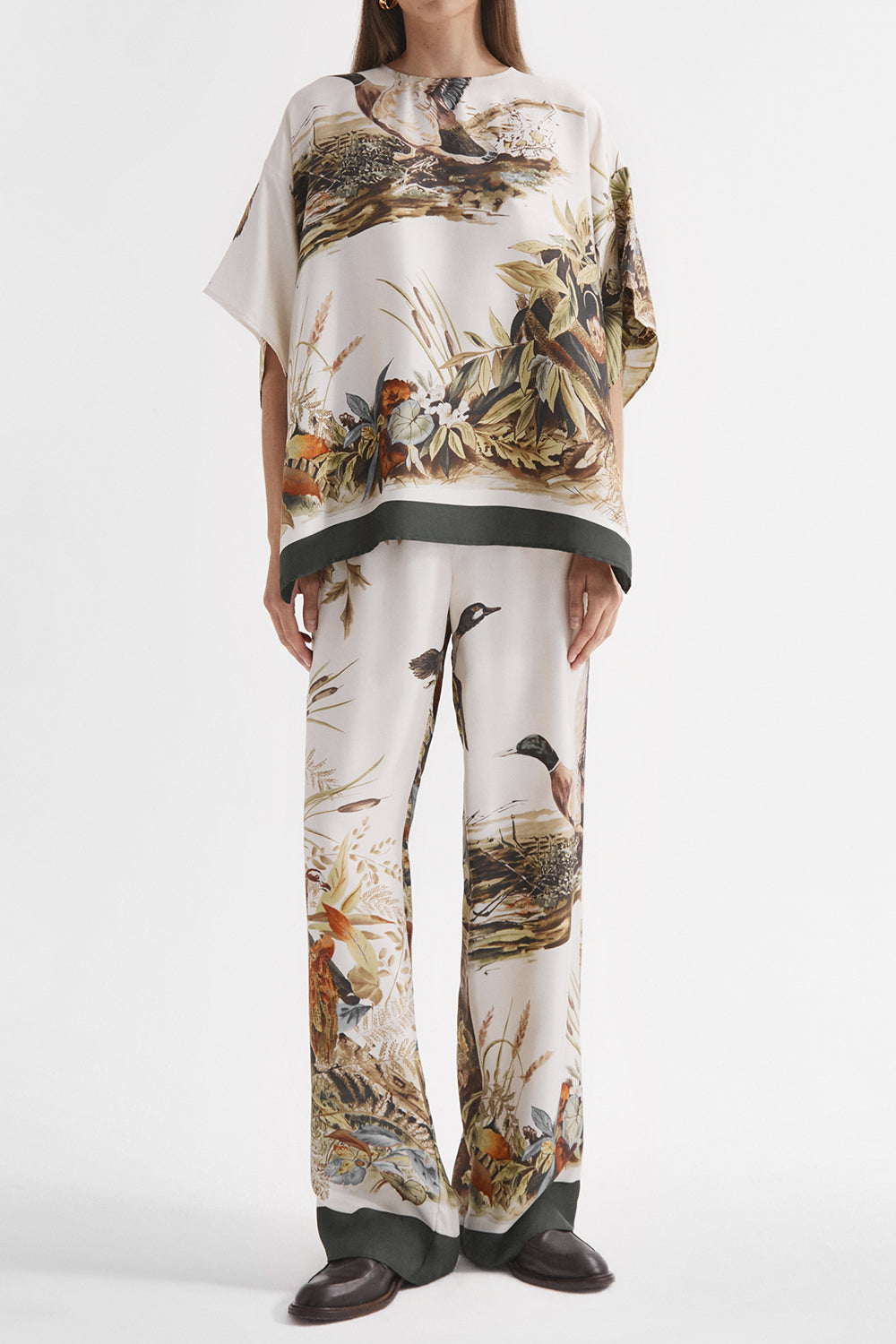  Woodland Print Short Sleeve Top-NOVELTY-XS-CLOTHINGTOPBLOUSE-CO COLLECTION 